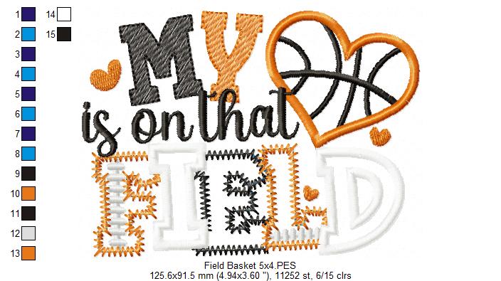 My Heart Belongs on the Field - Appliqué - Machine Embroidery Design