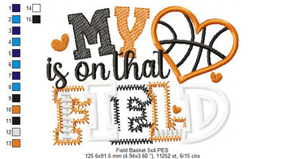 My Heart Belongs on the Field - Appliqué - Machine Embroidery Design
