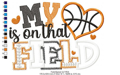 My Heart Belongs on the Field - Appliqué - Machine Embroidery Design