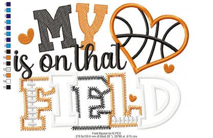 My Heart Belongs on the Field - Appliqué - Machine Embroidery Design