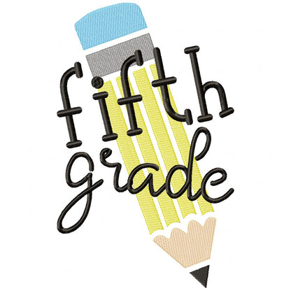 Pre-K to 6th Grade Pencil - Rippled Stitch - Set of 8 designs