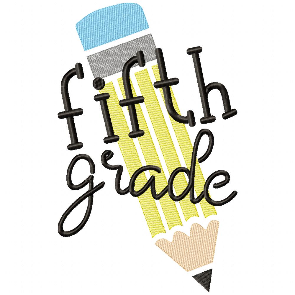 Pre-K to 6th Grade Pencil - Rippled Stitch - Set of 8 designs