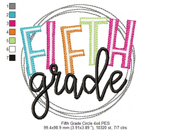 Fifth Grade Circle - Fill Stitch - Machine Embroidery Design