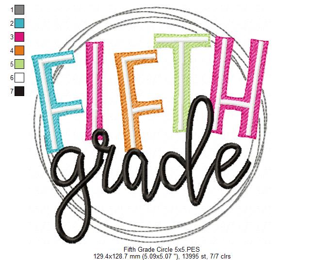 Fifth Grade Circle - Fill Stitch - Machine Embroidery Design