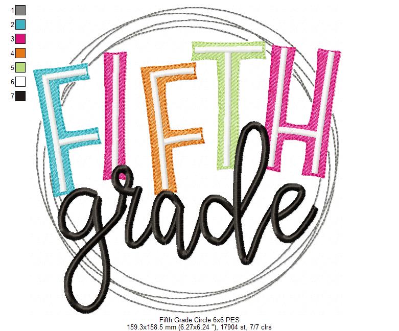 Fifth Grade Circle - Fill Stitch - Machine Embroidery Design