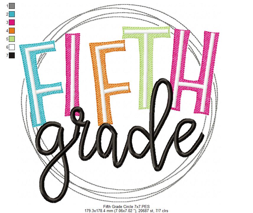 Fifth Grade Circle - Fill Stitch - Machine Embroidery Design