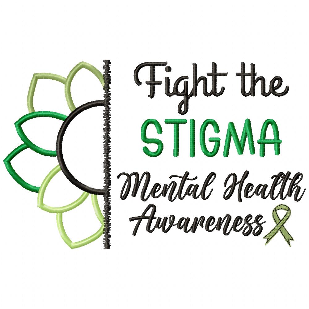 Mental Health Fight the Stigma - Applique - Machine Embroidery Design