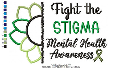 Mental Health Fight the Stigma - Applique - Machine Embroidery Design