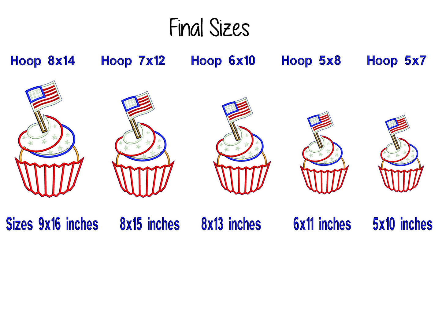 Cupcake 4th of July - ITH Project - Machine Embroidery Design