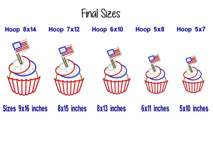 Cupcake 4th of July - ITH Project - Machine Embroidery Design