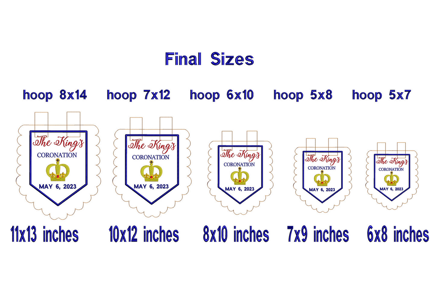 Coronation Pennants of King Charles III - ITH Project - Machine Embroidery Design