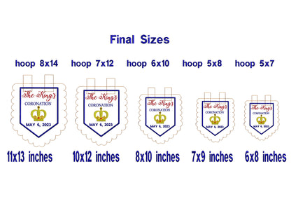 Coronation Pennants of King Charles III - ITH Project - Machine Embroidery Design