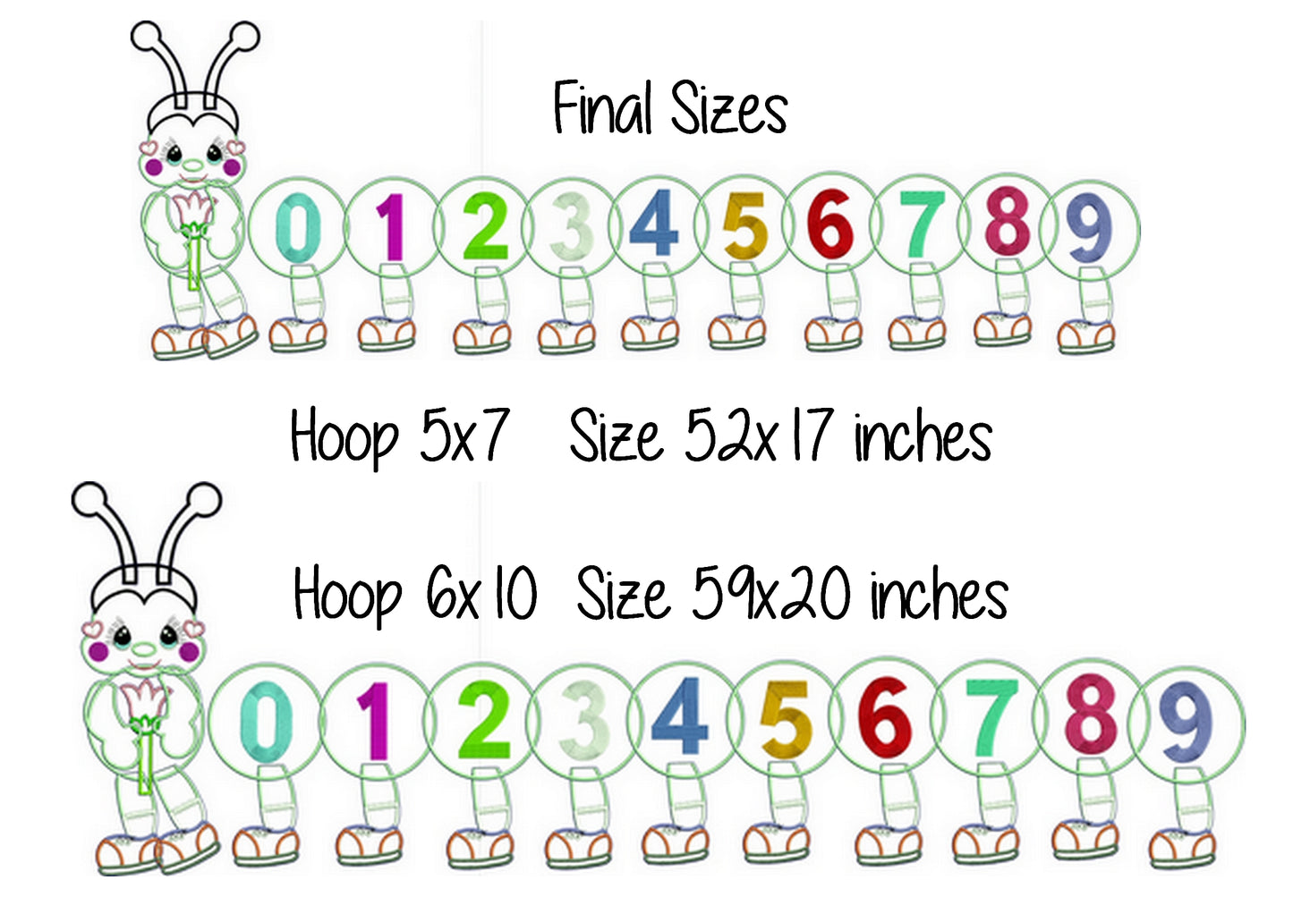 Numerical Centipede - ITH Project - Machine Embroidery Design