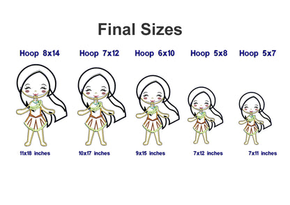 Cute Princess Pocahontas Ornament - ITH Project - Machine Embroidery Design