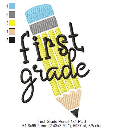 First Grade Pencil - Rippled Stitch