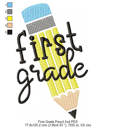 First Grade Pencil - Rippled Stitch