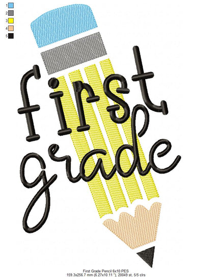 First Grade Pencil - Rippled Stitch