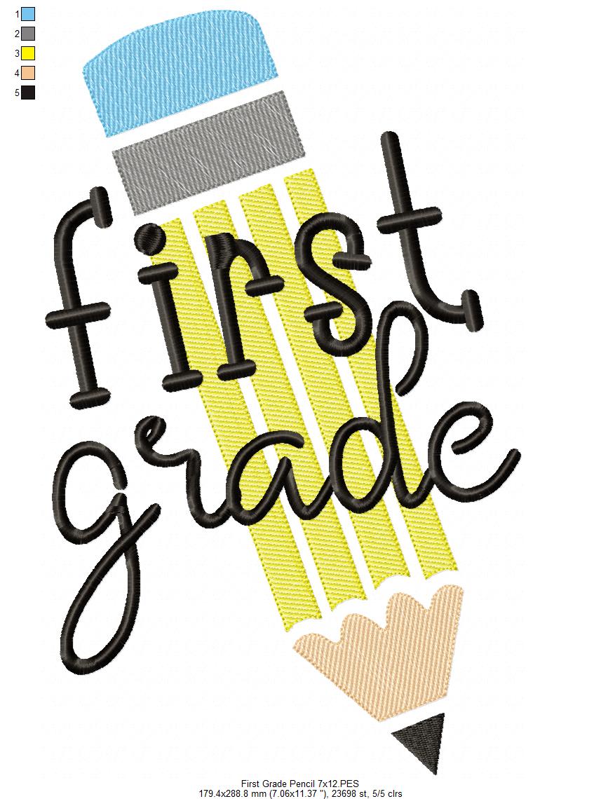 First Grade Pencil - Rippled Stitch