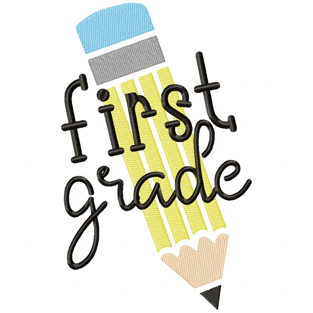 Pre-K to 6th Grade Pencil - Rippled Stitch - Set of 8 designs