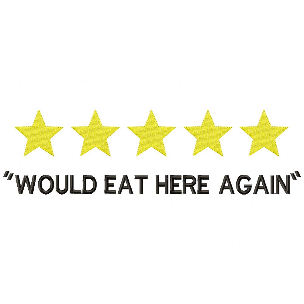 Five Stars Kitchen Review - Fill Stitch - Machine Embroidery Design