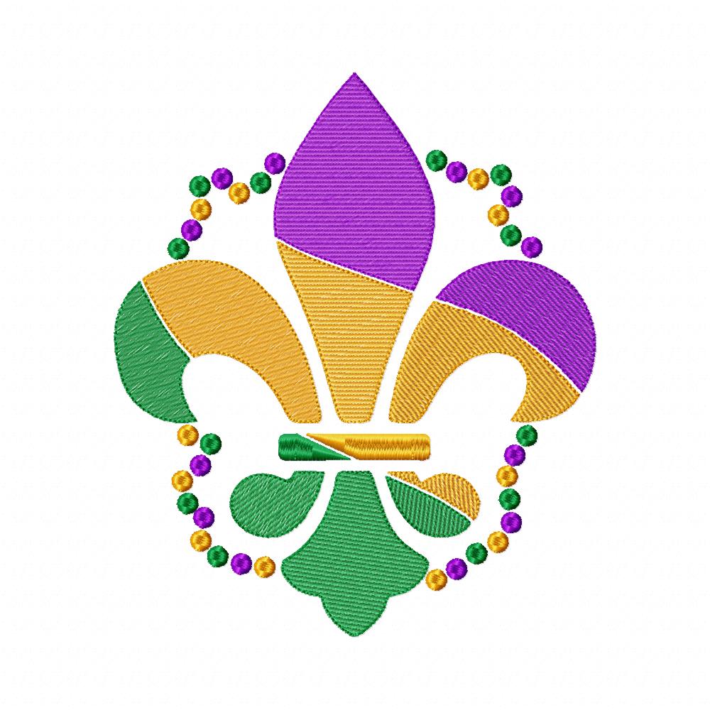 Fleur de Lis Mardi Gras - Rippled Stitch - Machine Embroidery Design