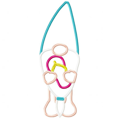 Pool Gnome Flipflop - Applique - Machine Embroidery Design