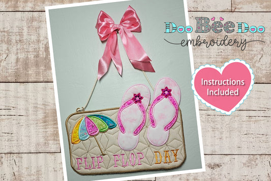 Summer Flip Flops Door Ornament - ITH Project - Machine Embroidery Design