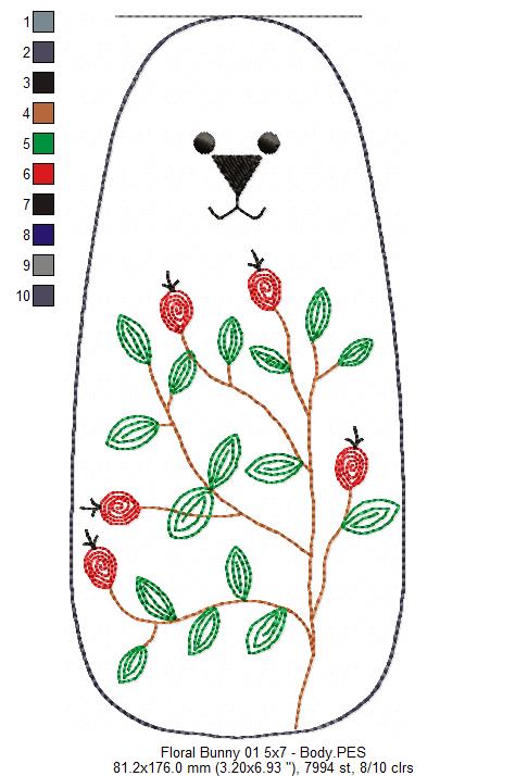 Boho Daisy Floral Bunny Door Hanger- ITH Project - Machine Embroidery Design