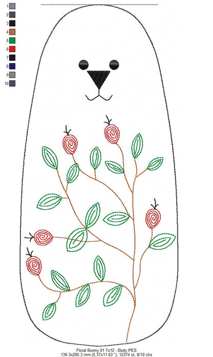 Boho Daisy Floral Bunny Door Hanger- ITH Project - Machine Embroidery Design