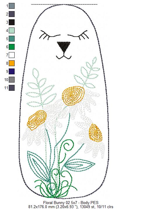 Boho Rose Hips Floral Bunny Door Hanger- ITH Project - Machine Embroidery Design