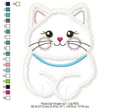 Floral Cat Wreath - ITH Project - Machine Embroidery Design
