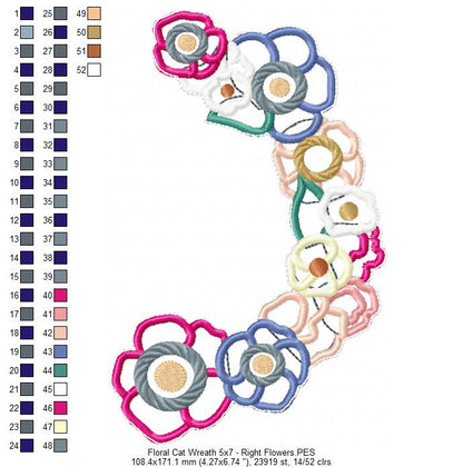 Floral Cat Wreath - ITH Project - Machine Embroidery Design