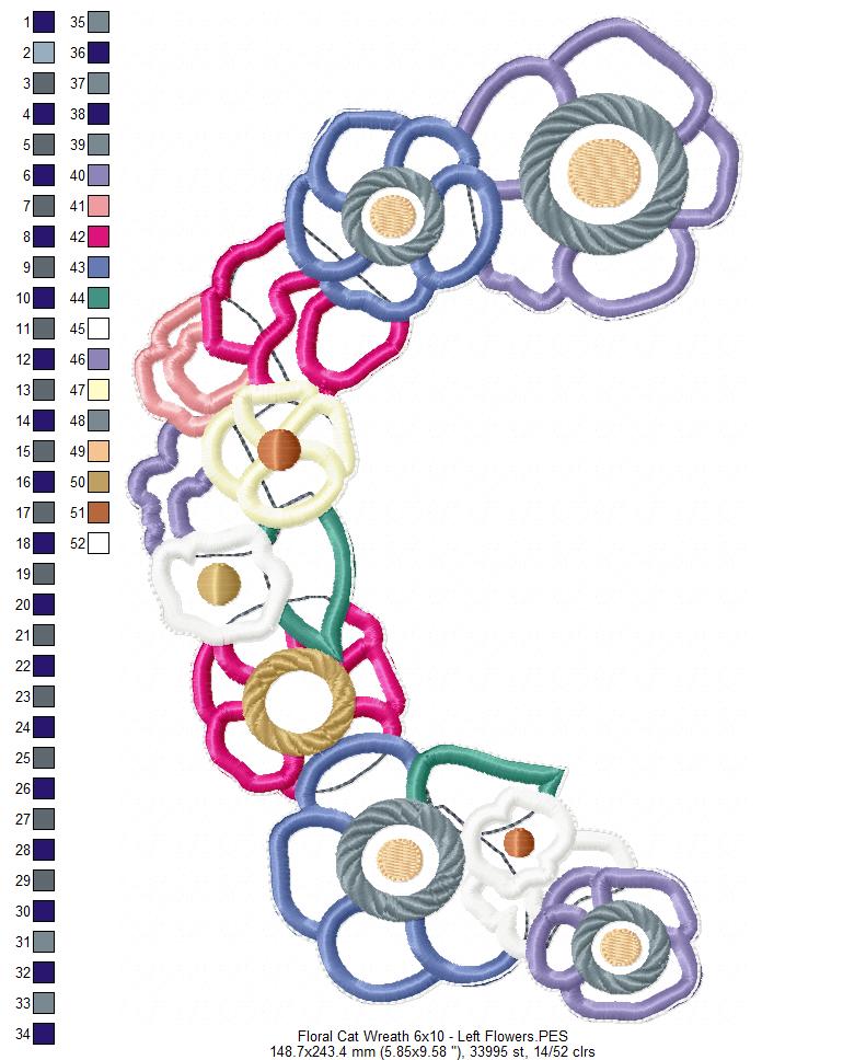 Floral Cat Wreath - ITH Project - Machine Embroidery Design