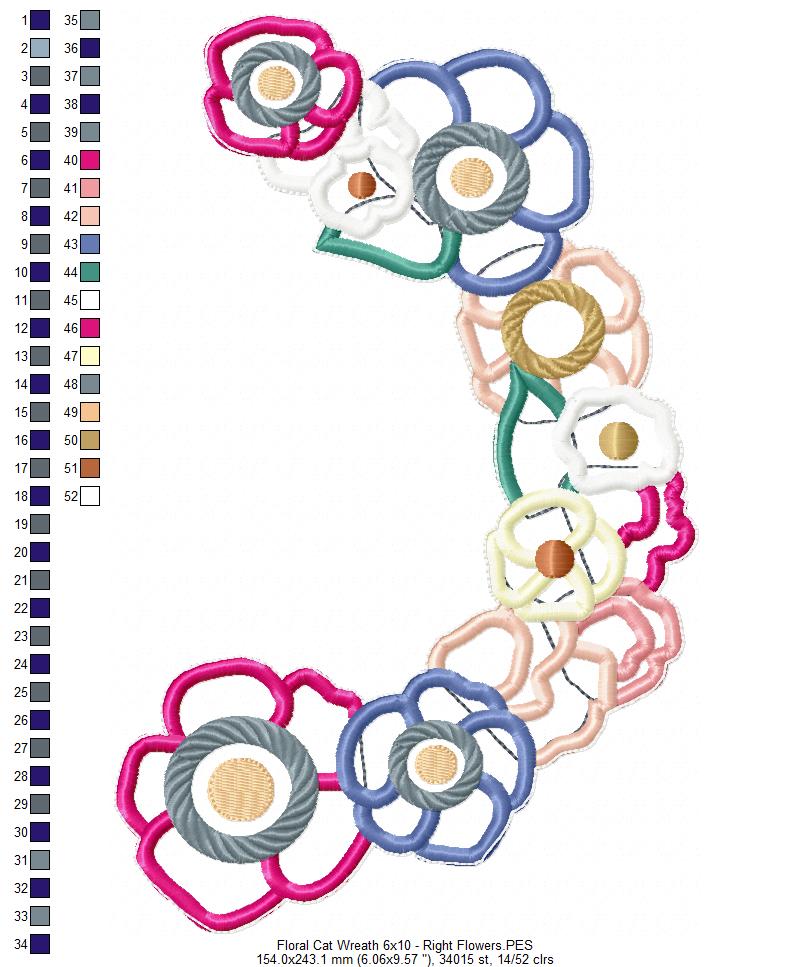 Floral Cat Wreath - ITH Project - Machine Embroidery Design