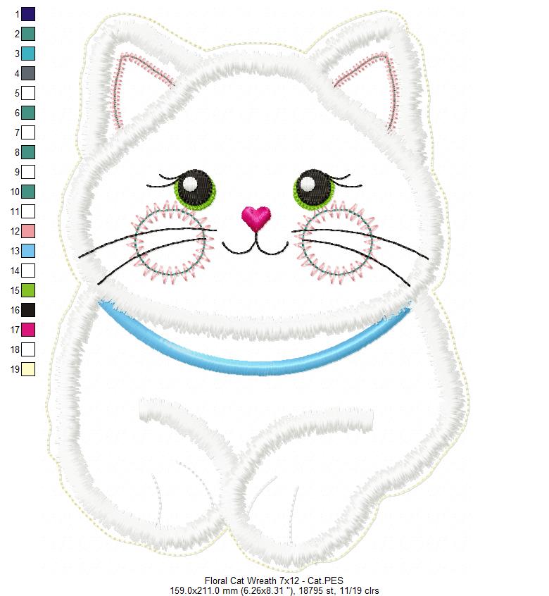 Floral Cat Wreath - ITH Project - Machine Embroidery Design