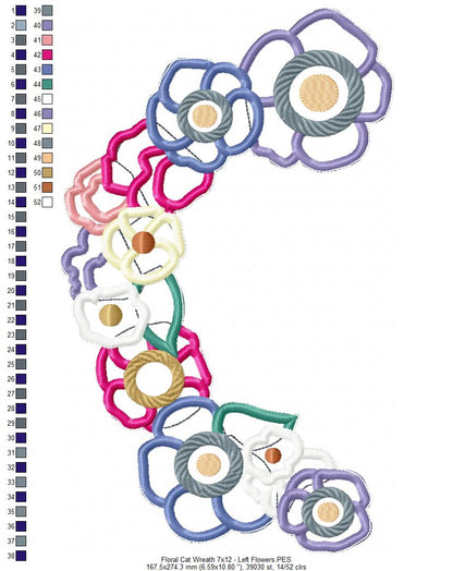 Floral Cat Wreath - ITH Project - Machine Embroidery Design