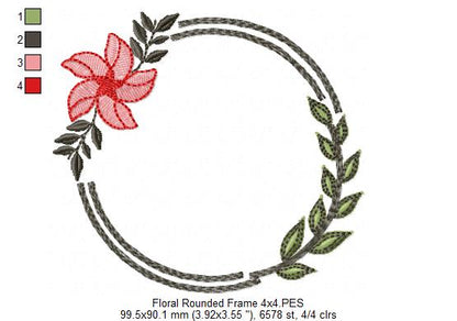 Floral Rounded Frame - Fill Stitch