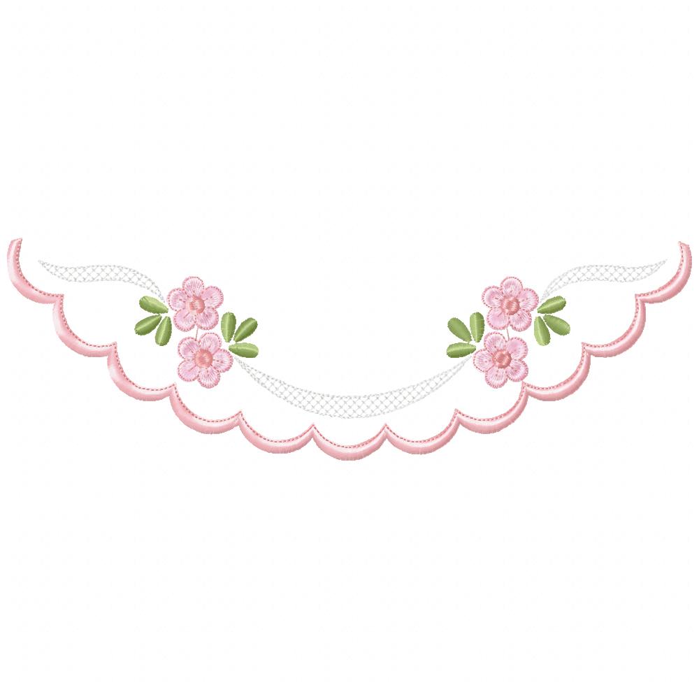 Flowers Delicate Border - Fill Stitch - Machine Embroidery Design