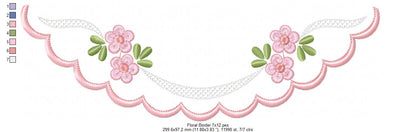 Flowers Delicate Border - Fill Stitch - Machine Embroidery Design