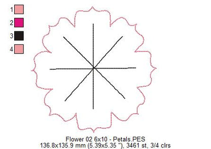 Spring Pink Flower - ITH Project - Machine Embroidery Design