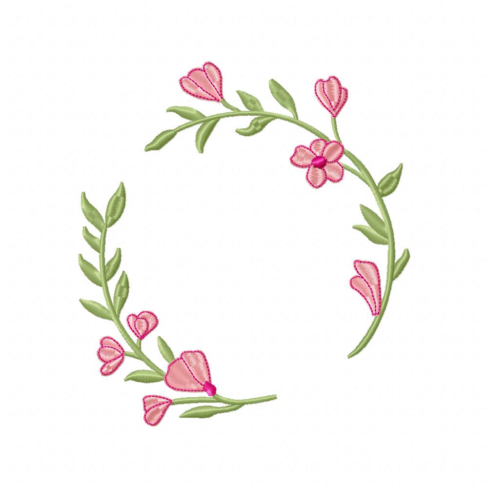 Delicate Floral Wreath - Fill Stitch - Machine Embroidery Design