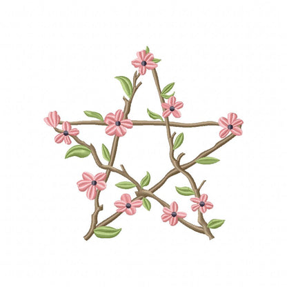 Flowers Pentragram - Fill Stitch - Machine Embroidery Design