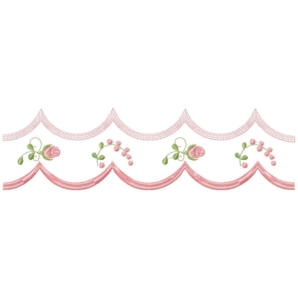 Cute Flowers Delicate Border - Fill Stitch - Machine Embroidery Design ...