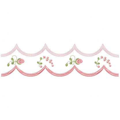 Cute Flowers Delicate Border - Fill Stitch - Machine Embroidery Design