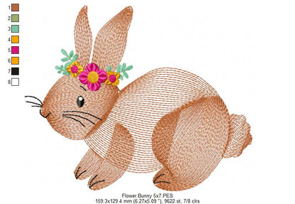 💐 Sweet Rippled Bunny & Blooms 🌼 – Rippled Stitch - Machine Embroidery Design