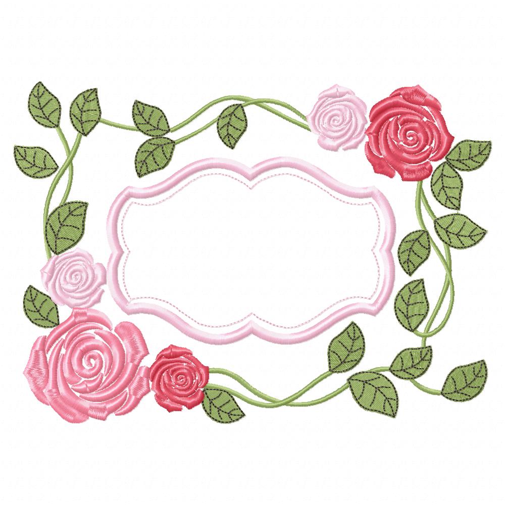 Roses Frame - Applique - Machine Embroidery Design