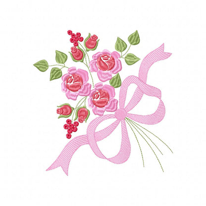 Rose Flowers Bouquet - Fill Stitch - Machine Embroidery Design