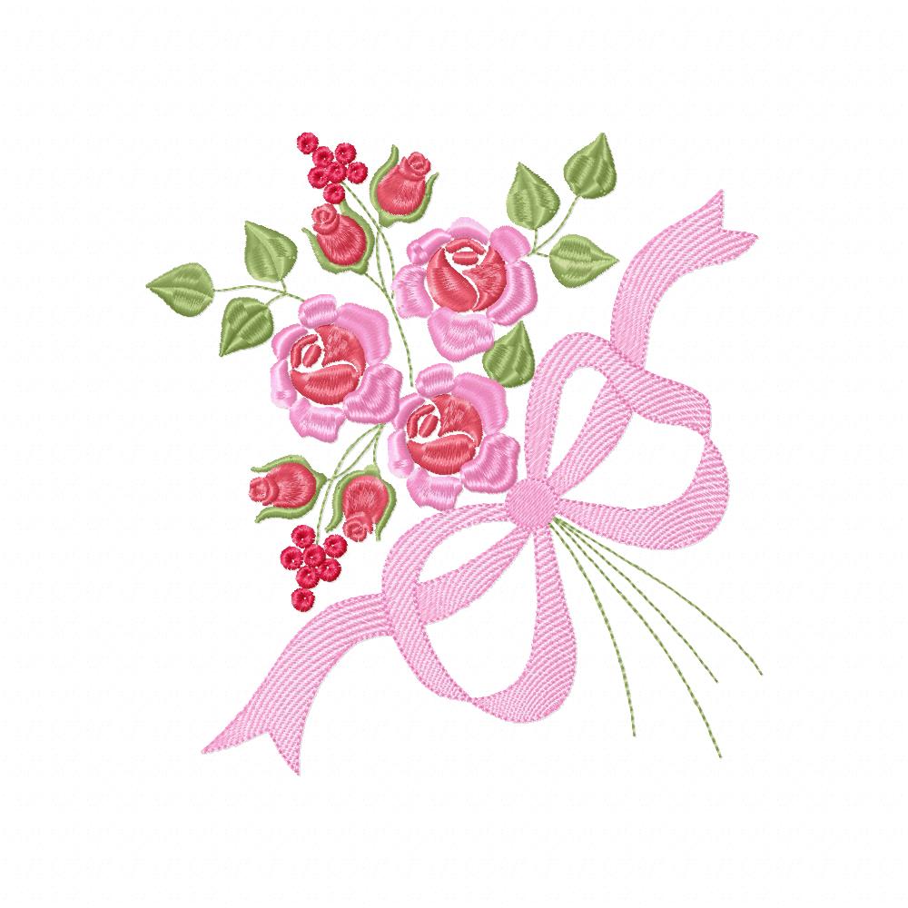 Rose Flowers Bouquet - Fill Stitch - Machine Embroidery Design