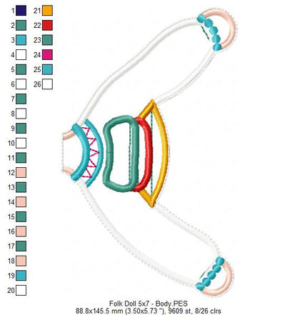 Folk Spring Doll - ITH Project - Machine Embroidery Design