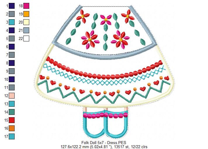 Folk Spring Doll - ITH Project - Machine Embroidery Design